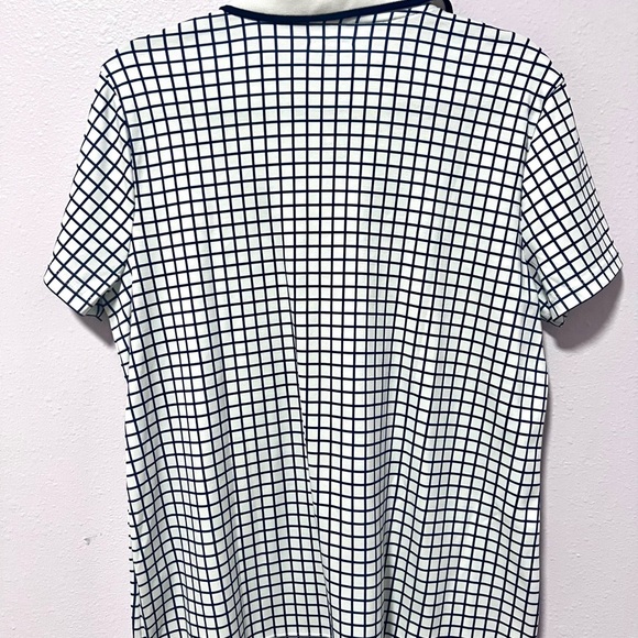 Lands' End Black and White Polo Shirt with Gingham Pattern LARGE - Picture 4 of 5